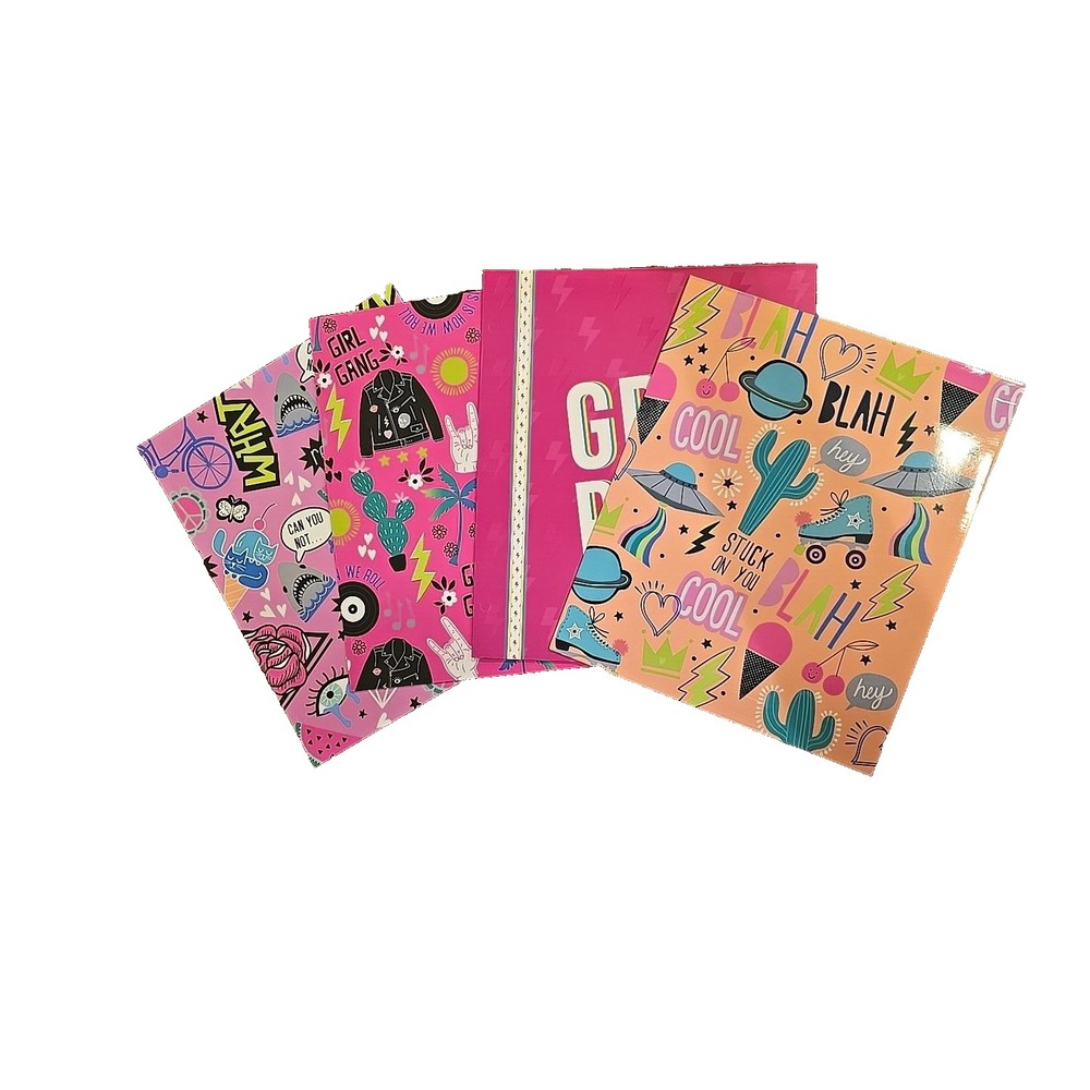 Back to School Folders; Set of 4; Girl Power LOT; 2‎ Pocket Portfolio; LOOK